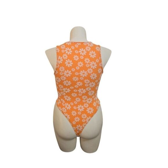 Timing One Piece Swimsuit Women Medium Orange High Back High Leg - Picture 2 of 5